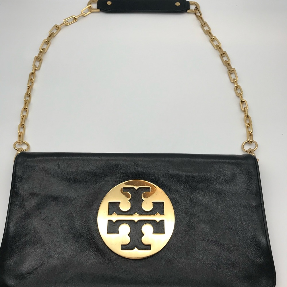 Tory Burch Black Leather Reva Clutch Crossbody